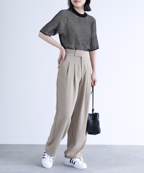 n'OrLABEL（ノアールレーベル）の「『配色リバーシブル半袖ニット』（ニット/セーター・レディース・ブラック/ラベンダー・1/2）」の10枚目の写真