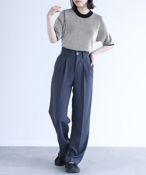 n'OrLABEL（ノアールレーベル）の「『配色リバーシブル半袖ニット』（ニット/セーター・レディース・ブラック/ラベンダー・1/2）」の12枚目の写真