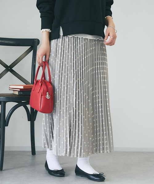 un dix cors（アンディコール）の「ドットプリーツスカート（スカート・レディース・グレー/ブラック・FREE）」の8枚目の写真