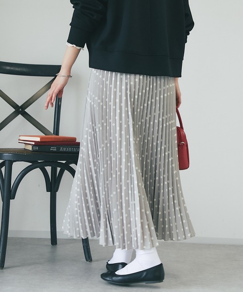 un dix cors（アンディコール）の「ドットプリーツスカート（スカート・レディース・グレー/ブラック・FREE）」の10枚目の写真