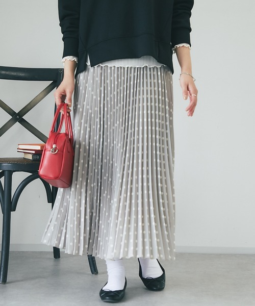 un dix cors（アンディコール）の「ドットプリーツスカート（スカート・レディース・グレー/ブラック・FREE）」の7枚目の写真