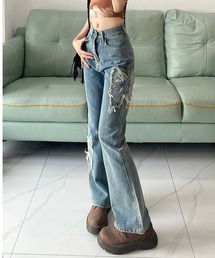 almo | バタフライデニムフレアパンツ(BQ)(デニムパンツ)