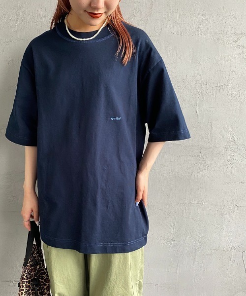 GYMPHLEX（ジムフレックス）の「[GYMPHLEX/ジムフレックス] ヘビーウェイトジャージー ワイドシルエットTシャツ（Tシャツ/カットソー・レディース・ライトグレー/グリーン/ネイビー/オフホワイト/チャコールグレー/ブルー・S/M/L）」の5枚目の写真