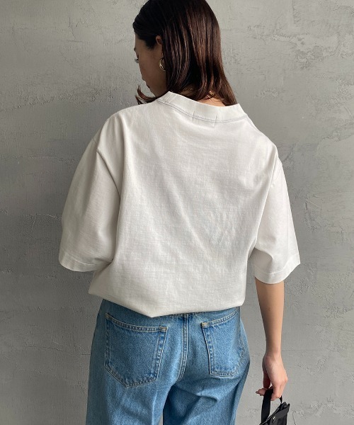 GYMPHLEX（ジムフレックス）の「[GYMPHLEX/ジムフレックス] ヘビーウェイトジャージー ワイドシルエットTシャツ（Tシャツ/カットソー・レディース・ライトグレー/グリーン/ネイビー/オフホワイト/チャコールグレー/ブルー・S/M/L）」の11枚目の写真