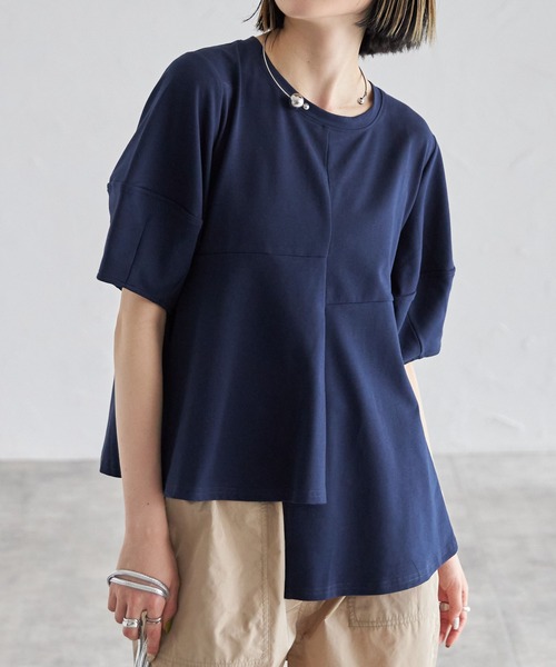 each(イーチ)の「バックベルトランタンスリーブペプラムTシャツ(Tシャツ/カットソー・レディース・ホワイト/ブルー/ブラック・FREE)」の3枚目の写真
