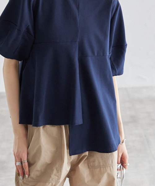 each(イーチ)の「バックベルトランタンスリーブペプラムTシャツ(Tシャツ/カットソー・レディース・ホワイト/ブルー/ブラック・FREE)」の8枚目の写真