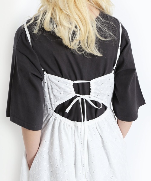 PUNYUS（プニュズ）の「コットンレースキャミワンピース（ワンピース・レディース・ホワイト/ブラック・1/4/3/2）」の6枚目の写真