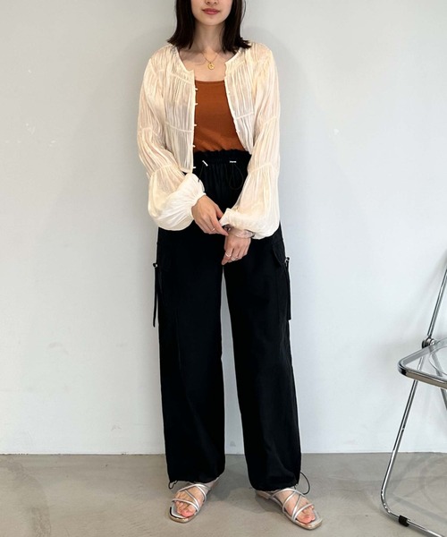 archives(アルシーヴ)の「【入荷禁止】シャイニーシアーギャザーブラウス(シャツ/ブラウス・レディース・ブラック/アイボリー/オレンジ・MEDIUM)」の8枚目の写真