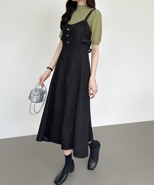 【コーデが決まる】CHANEL プリントデニムワンピ ココビーチ セール】【カラー×サイズ展開あり】 バックリボン サイドクロス