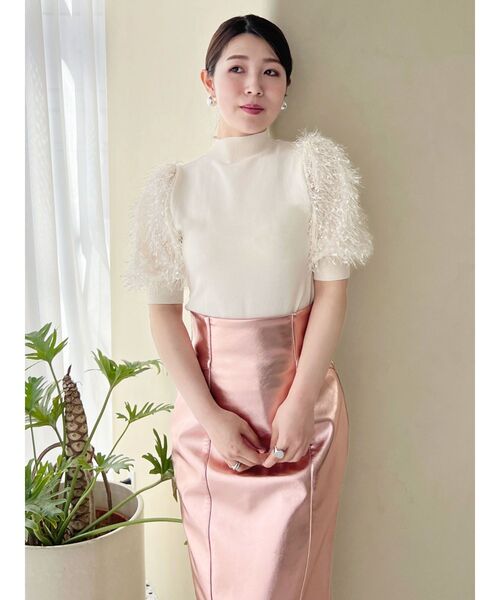 MERCURYDUO（マーキュリーデュオ）の「フェザースリーブニット（ニット/セーター・レディース・アイボリー/グレー/ブラック・FREE）」の7枚目の写真