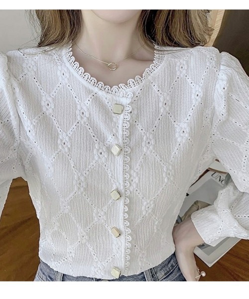 Miniministore（ミニミニストア）の「刺しゅうレースブラウス 長袖 レディース（シャツ/ブラウス・レディース・ホワイト/アイボリー・FREE）」の4枚目の写真