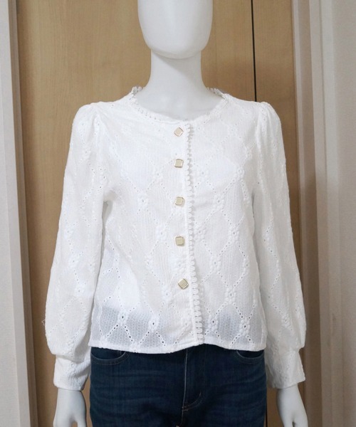 Miniministore（ミニミニストア）の「刺しゅうレースブラウス 長袖 レディース（シャツ/ブラウス・レディース・ホワイト/アイボリー・FREE）」の12枚目の写真