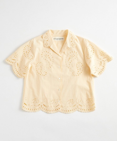 直営店限定 21SS Paisley open collar shirt S Shinzone｜コットン ペイズリー 刺繍 オープンカラー シャツ