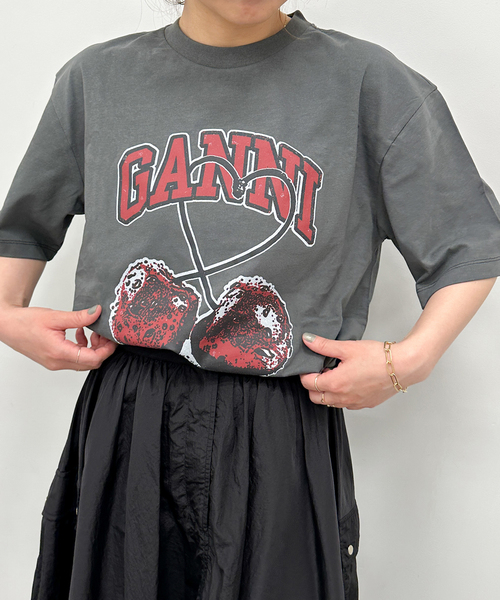 U by SPICK&SPAN(ユーバイスピックアンドスパン)の「【GANNI / ガニー】 Future Heavy Jersey Cherry T(Tシャツ/カットソー・レディース・ブラック系その他・FREE)」の1枚目の写真