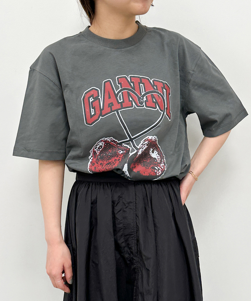 U by SPICK&SPAN(ユーバイスピックアンドスパン)の「【GANNI / ガニー】 Future Heavy Jersey Cherry T(Tシャツ/カットソー・レディース・ブラック系その他・FREE)」の2枚目の写真