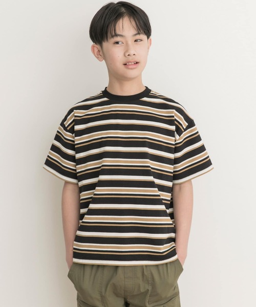 URBAN RESEARCH DOORS（アーバンリサーチドアーズ）の「マルチボーダールーズTシャツ(KIDS)（Tシャツ/カットソー・キッズ・ブラック/オフホワイト・150/135/120/105）」の3枚目の写真