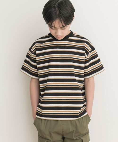 URBAN RESEARCH DOORS（アーバンリサーチドアーズ）の「マルチボーダールーズTシャツ(KIDS)（Tシャツ/カットソー・キッズ・ブラック/オフホワイト・150/135/120/105）」の12枚目の写真
