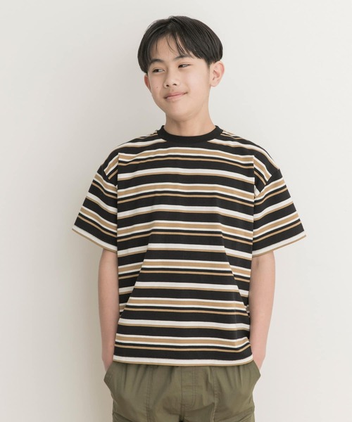 URBAN RESEARCH DOORS（アーバンリサーチドアーズ）の「マルチボーダールーズTシャツ(KIDS)（Tシャツ/カットソー・キッズ・ブラック/オフホワイト・150/135/120/105）」の13枚目の写真