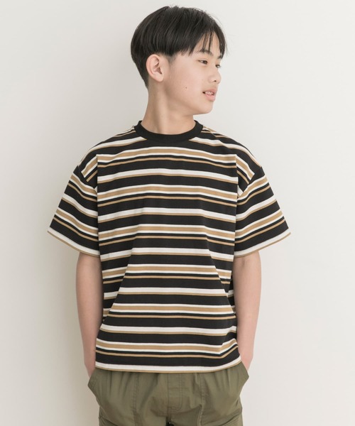 URBAN RESEARCH DOORS（アーバンリサーチドアーズ）の「マルチボーダールーズTシャツ(KIDS)（Tシャツ/カットソー・キッズ・ブラック/オフホワイト・150/135/120/105）」の14枚目の写真