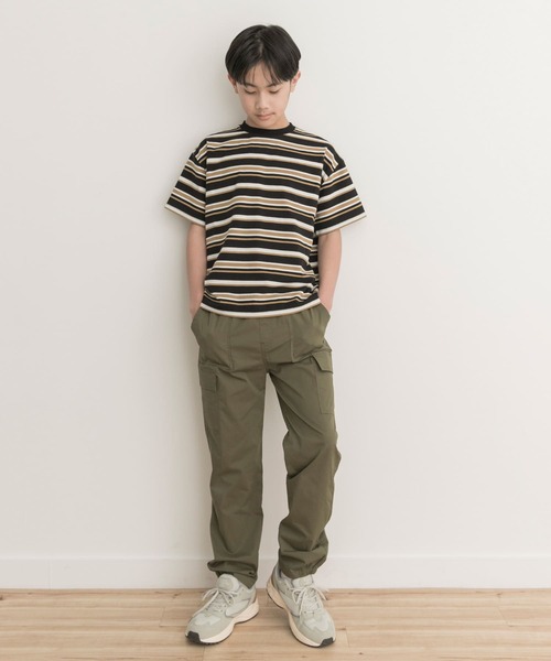 URBAN RESEARCH DOORS（アーバンリサーチドアーズ）の「マルチボーダールーズTシャツ(KIDS)（Tシャツ/カットソー・キッズ・ブラック/オフホワイト・150/135/120/105）」の17枚目の写真