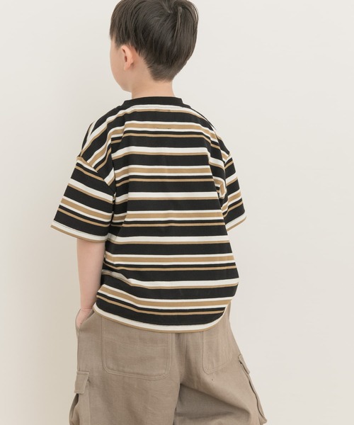 URBAN RESEARCH DOORS（アーバンリサーチドアーズ）の「マルチボーダールーズTシャツ(KIDS)（Tシャツ/カットソー・キッズ・ブラック/オフホワイト・150/135/120/105）」の21枚目の写真