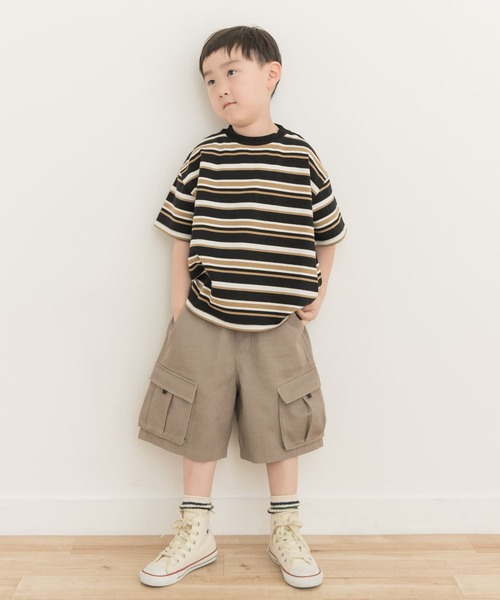URBAN RESEARCH DOORS（アーバンリサーチドアーズ）の「マルチボーダールーズTシャツ(KIDS)（Tシャツ/カットソー・キッズ・ブラック/オフホワイト・150/135/120/105）」の22枚目の写真
