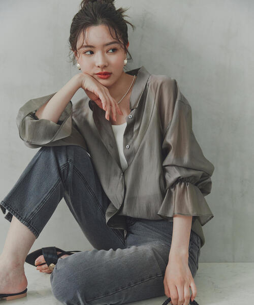 PROPORTION BODY DRESSING(プロポーションボディドレッシング)の「キャンディースリーブシアーシャツ / 1214210500(シャツ/ブラウス・レディース・グレー/ブラウン/パープル・FREE)」の8枚目の写真