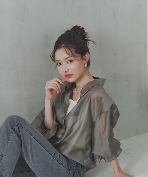 PROPORTION BODY DRESSING(プロポーションボディドレッシング)の「キャンディースリーブシアーシャツ / 1214210500(シャツ/ブラウス・レディース・グレー/ブラウン/パープル・FREE)」の7枚目の写真