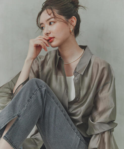 PROPORTION BODY DRESSING(プロポーションボディドレッシング)の「キャンディースリーブシアーシャツ / 1214210500(シャツ/ブラウス・レディース・グレー/ブラウン/パープル・FREE)」の6枚目の写真