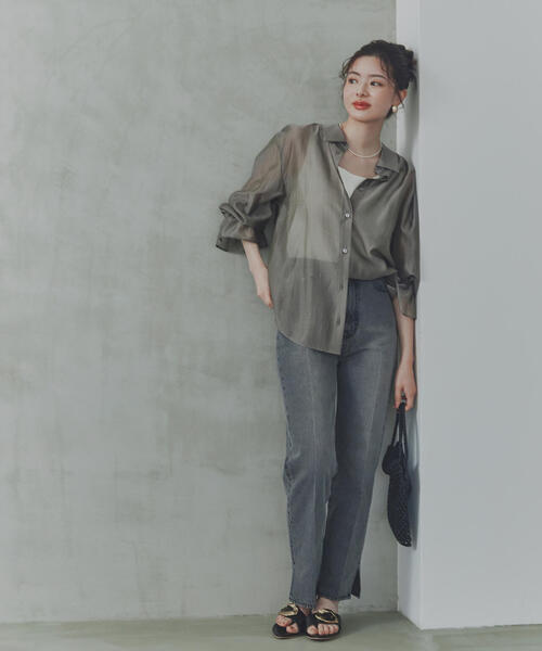 PROPORTION BODY DRESSING(プロポーションボディドレッシング)の「キャンディースリーブシアーシャツ / 1214210500(シャツ/ブラウス・レディース・グレー/ブラウン/パープル・FREE)」の4枚目の写真