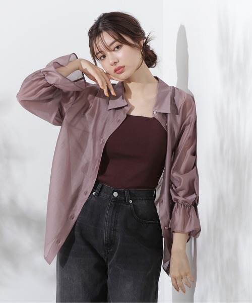 PROPORTION BODY DRESSING(プロポーションボディドレッシング)の「キャンディースリーブシアーシャツ / 1214210500(シャツ/ブラウス・レディース・グレー/ブラウン/パープル・FREE)」の3枚目の写真