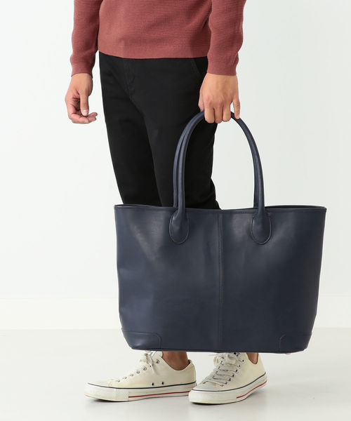 BEAMS（ビームス）の「BEAMS / LEATHER TOTE②（トートバッグ・メンズ・ブラック/ダークブラウン/ネイビー・ONE SIZE）」の13枚目の写真