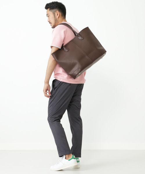 BEAMS（ビームス）の「BEAMS / LEATHER TOTE②（トートバッグ・メンズ・ブラック/ダークブラウン/ネイビー・ONE SIZE）」の17枚目の写真