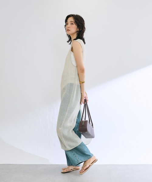 RIVE DROITE（リヴドロワ）の「リネンラッセルレイヤードワンピース（ワンピース・レディース・ライトベージュ/ブラック・FREE）」の13枚目の写真