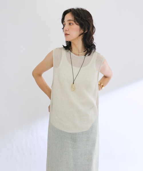 RIVE DROITE（リヴドロワ）の「リネンラッセルレイヤードワンピース（ワンピース・レディース・ライトベージュ/ブラック・FREE）」の10枚目の写真