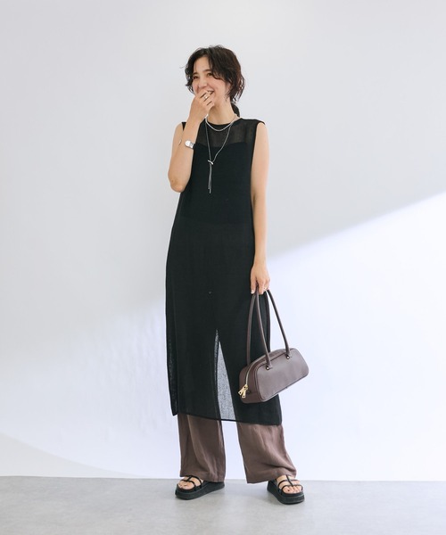 RIVE DROITE（リヴドロワ）の「リネンラッセルレイヤードワンピース（ワンピース・レディース・ライトベージュ/ブラック・FREE）」の7枚目の写真