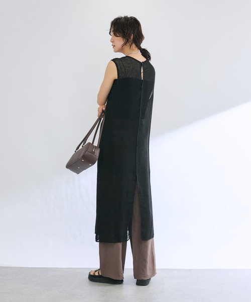 RIVE DROITE（リヴドロワ）の「リネンラッセルレイヤードワンピース（ワンピース・レディース・ライトベージュ/ブラック・FREE）」の5枚目の写真