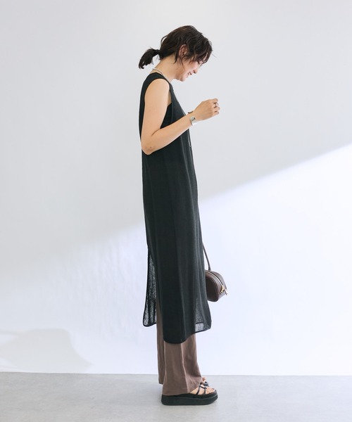 RIVE DROITE（リヴドロワ）の「リネンラッセルレイヤードワンピース（ワンピース・レディース・ライトベージュ/ブラック・FREE）」の4枚目の写真