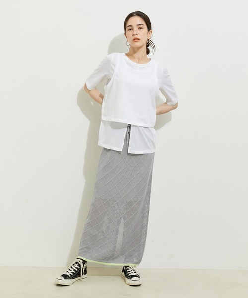 le cercle ADAM ET ROPE'（ルセルクルアダムエロペ）の「【セットアップ対応】ダイヤメッシュスカート（スカート・レディース・ブラック系その他/グレー系その他・FREE）」の3枚目の写真