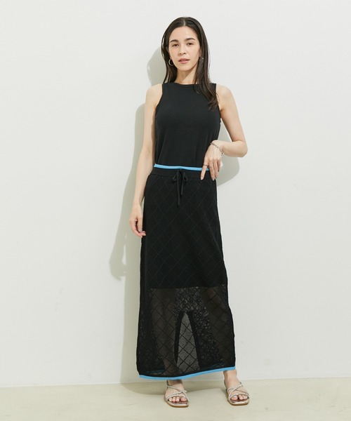 le cercle ADAM ET ROPE'（ルセルクルアダムエロペ）の「【セットアップ対応】ダイヤメッシュスカート（スカート・レディース・ブラック系その他/グレー系その他・FREE）」の6枚目の写真