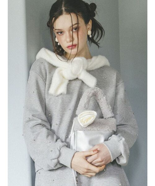 CALNAMUR(カルナムール)の「2WAYシャイニーボアバッグ(ハンドバッグ・レディース・ピンク/グレー・FREE)」の6枚目の写真