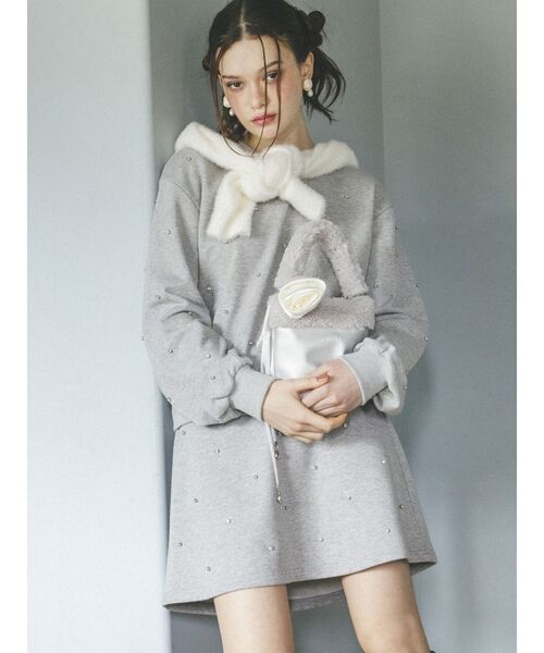 CALNAMUR(カルナムール)の「2WAYシャイニーボアバッグ(ハンドバッグ・レディース・ピンク/グレー・FREE)」の7枚目の写真