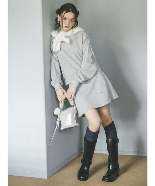 CALNAMUR(カルナムール)の「2WAYシャイニーボアバッグ(ハンドバッグ・レディース・ピンク/グレー・FREE)」の9枚目の写真