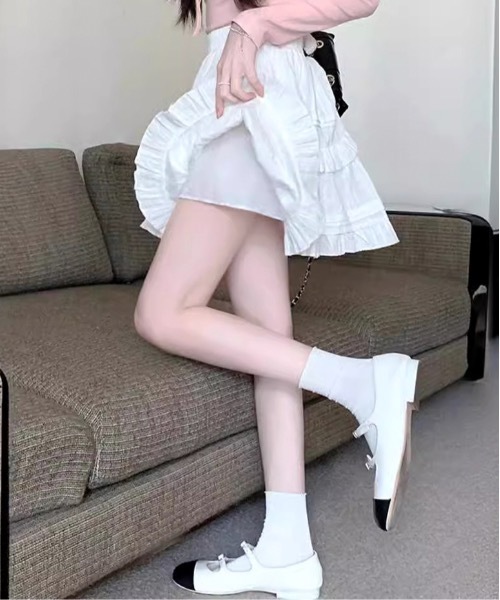 Teem Store(チームストア)の「【インパン付】春夏定番フリルレース ティアードミニスカート スカパン バレエコア(スカート・レディース・ブラック/ホワイト・L/M/S)」の4枚目の写真