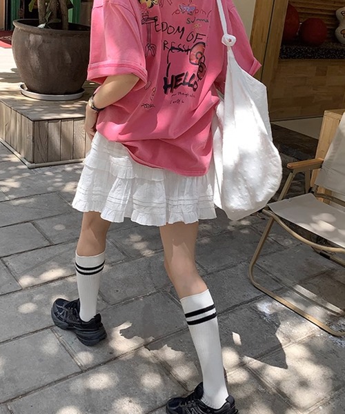 Teem Store(チームストア)の「【インパン付】春夏定番フリルレース ティアードミニスカート スカパン バレエコア(スカート・レディース・ブラック/ホワイト・L/M/S)」の9枚目の写真