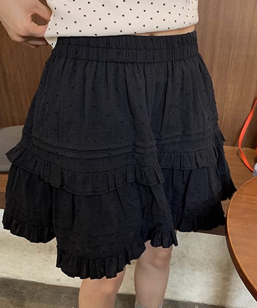 Teem Store(チームストア)の「【インパン付】春夏定番フリルレース ティアードミニスカート スカパン バレエコア(スカート・レディース・ブラック/ホワイト・L/M/S)」の13枚目の写真