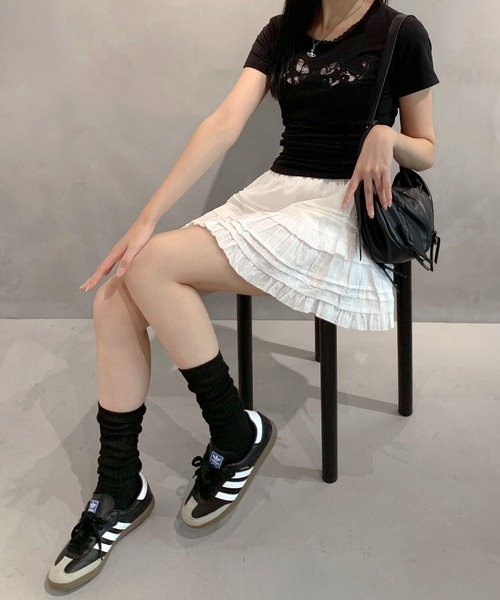Teem Store(チームストア)の「【インパン付】春夏定番フリルレース ティアードミニスカート スカパン バレエコア(スカート・レディース・ブラック/ホワイト・L/M/S)」の22枚目の写真