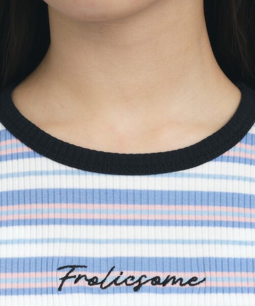PINK-latte（ピンクラテ）の「◆【ニコプチ10月号掲載】コンパクトリブTシャツ（Tシャツ/カットソー・キッズ・オフホワイト/ブラック/ブラック系2/ブルー系7・15 /14/16）」の16枚目の写真