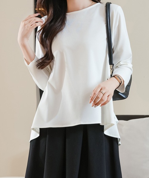 Lace Ladies(レースレディース)の「ソリッドカラー ティアードフリル 7分袖 フレア プルオーバー(シャツ/ブラウス・レディース・ホワイト/ミント/ブラック/グレー・S/FREE)」の16枚目の写真