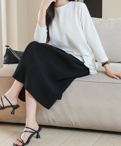 Lace Ladies(レースレディース)の「ソリッドカラー ティアードフリル 7分袖 フレア プルオーバー(シャツ/ブラウス・レディース・ホワイト/ミント/ブラック/グレー・S/FREE)」の14枚目の写真